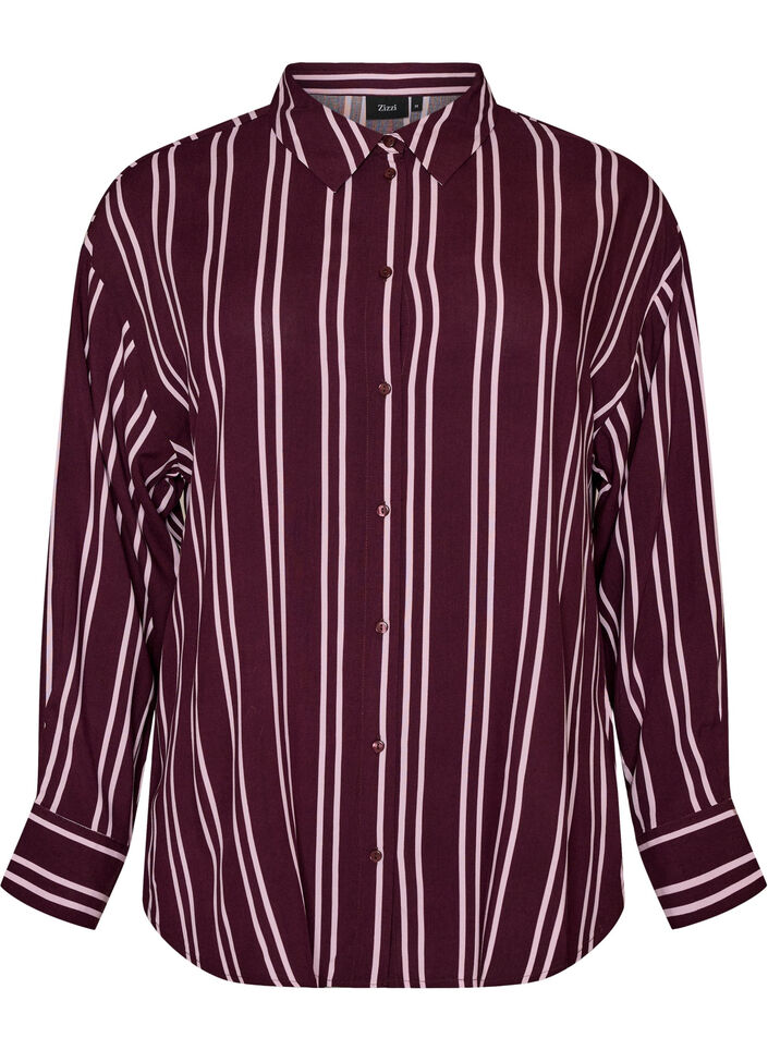 Gestreept nachthemd, Donker Bordeaux, Packshot image number 0