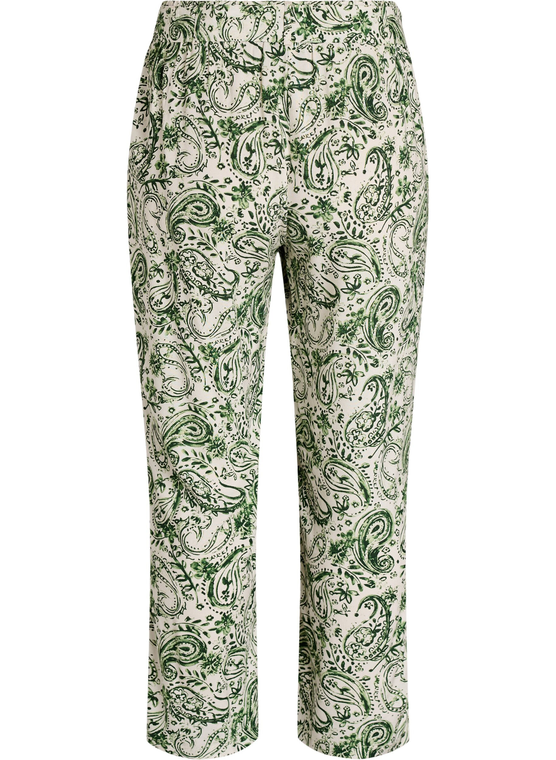 Zizzi Pantalon taille haute en viscose, Vert, Packshot image number 1