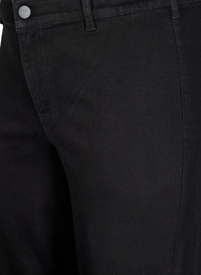 Jeans met hoge taille en wijde pijpen, Zwart, Packshot image number 2