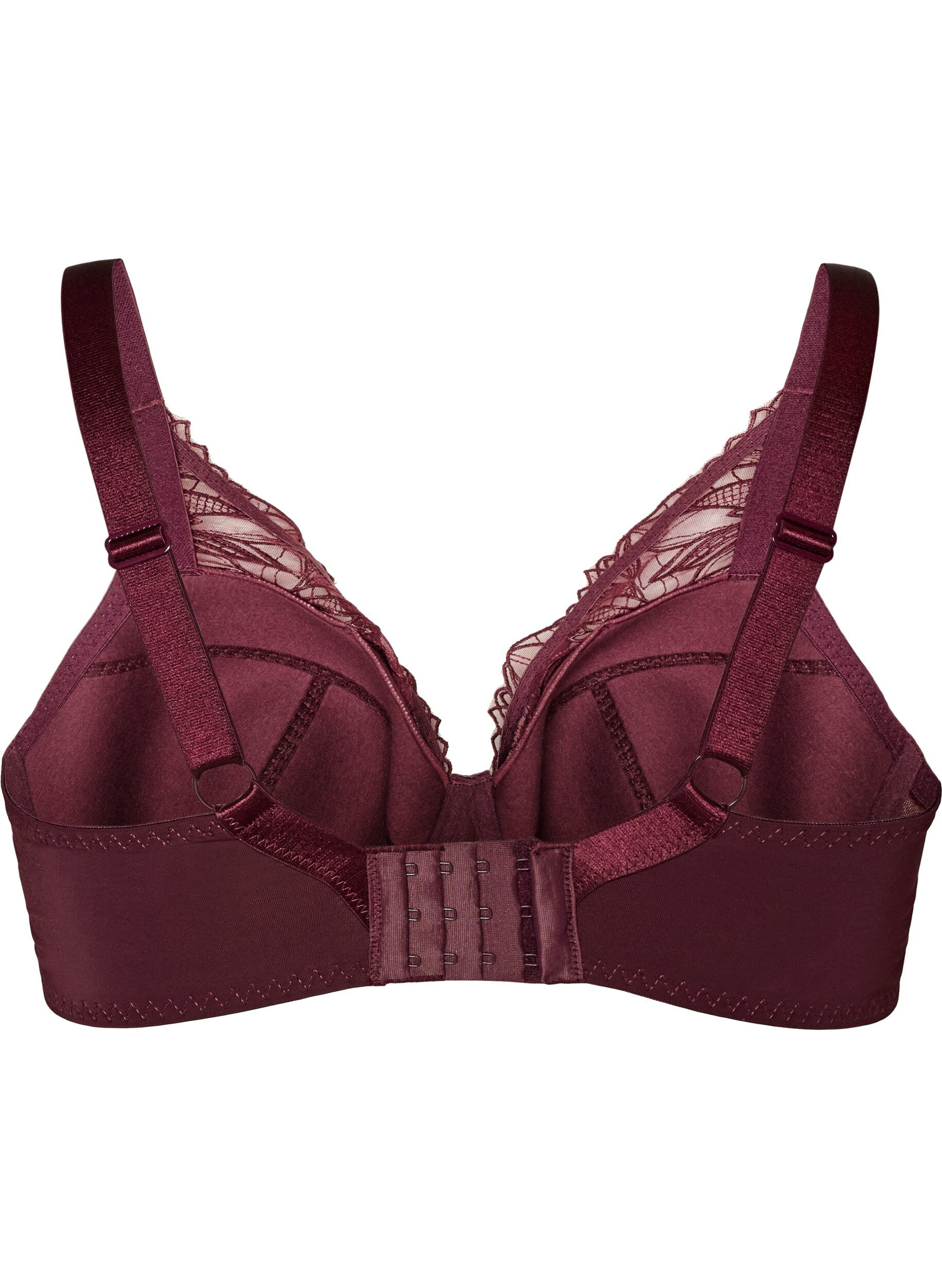 ZizziGewatteerde kanten beha met beugel, Rood, Packshot image number 1