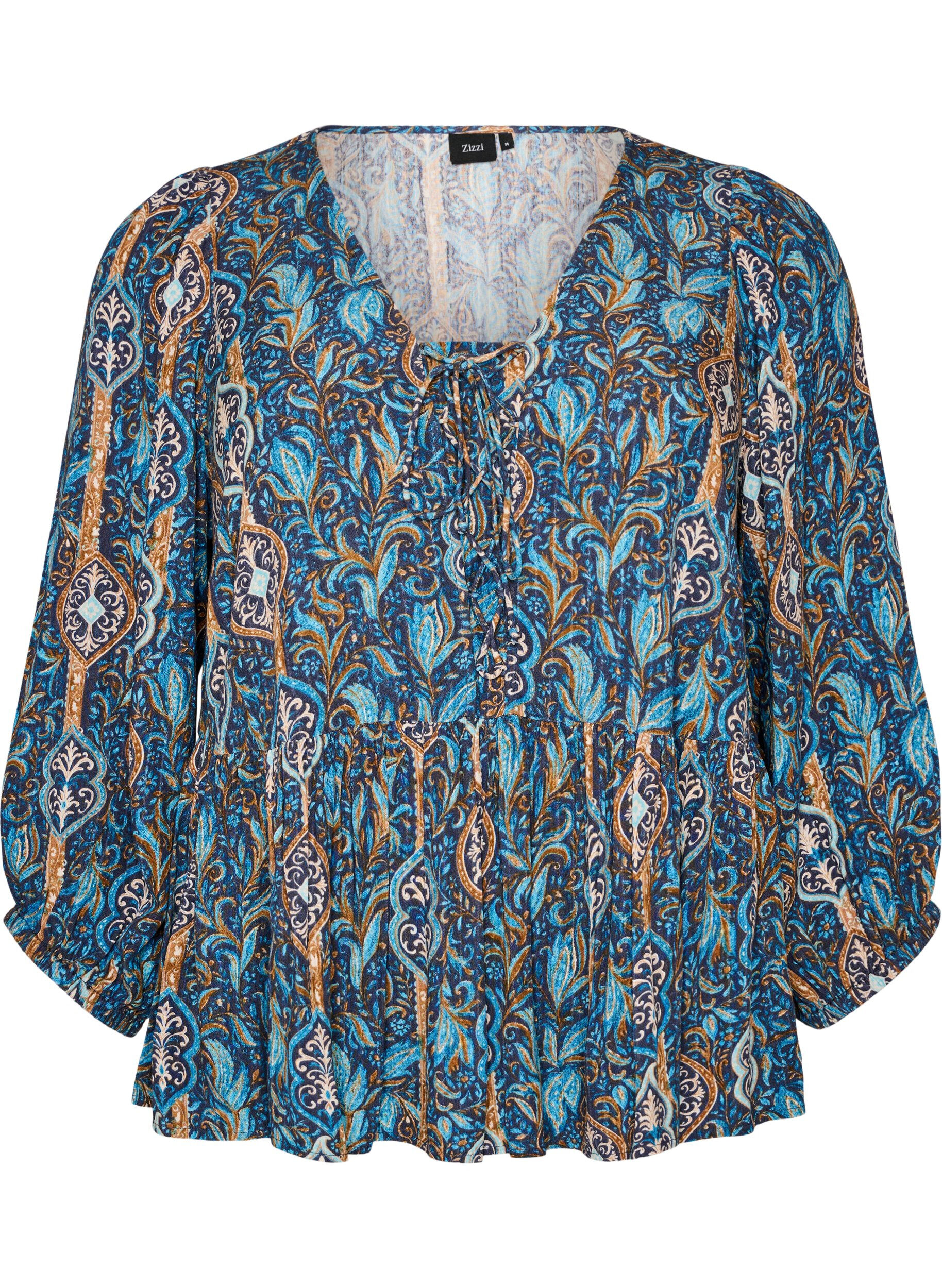 Blouse met paisleyprint en kanten detail