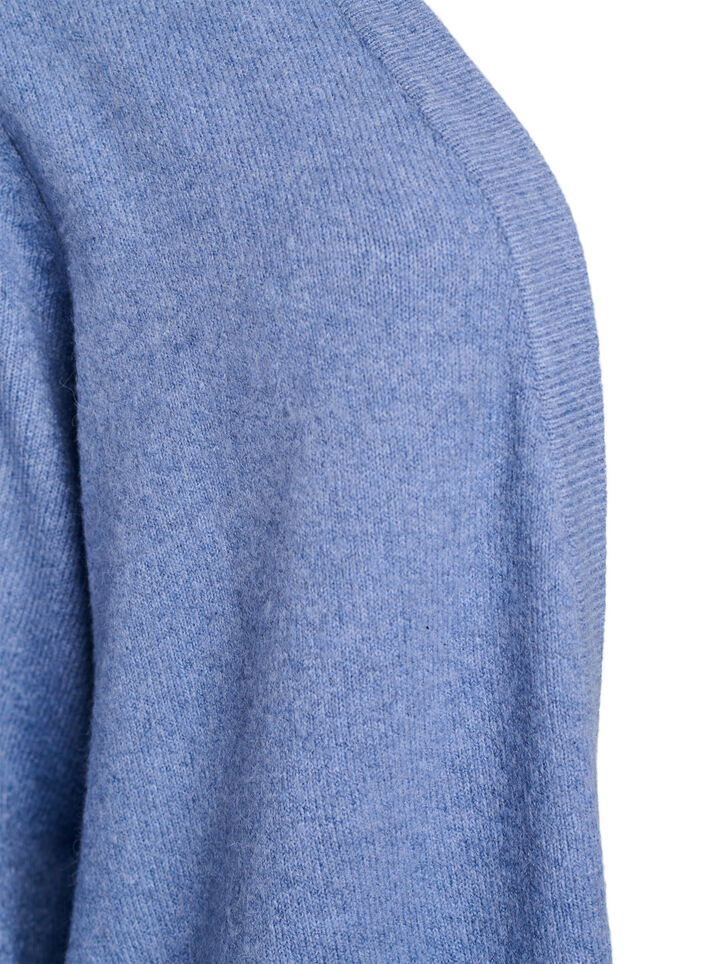Geribd gebreid vest met zakken, Blauw, Packshot image number 2