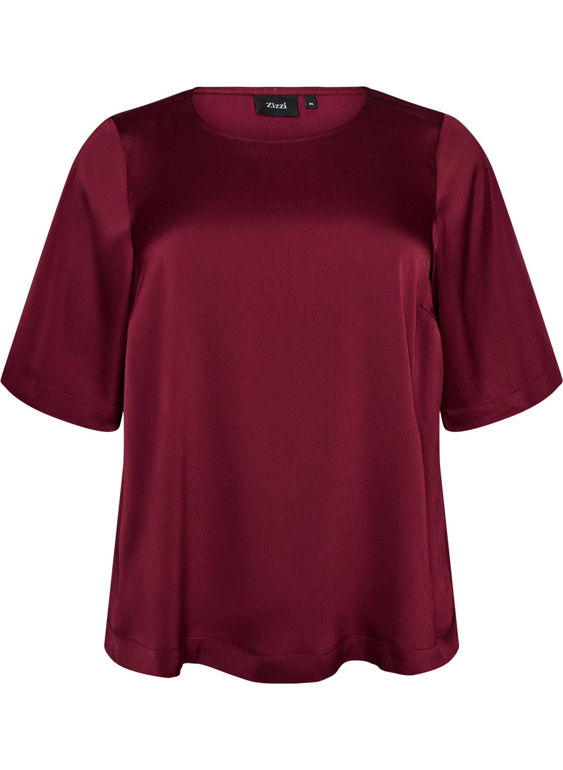 Satijnen blouse met ellebooglange mouwen