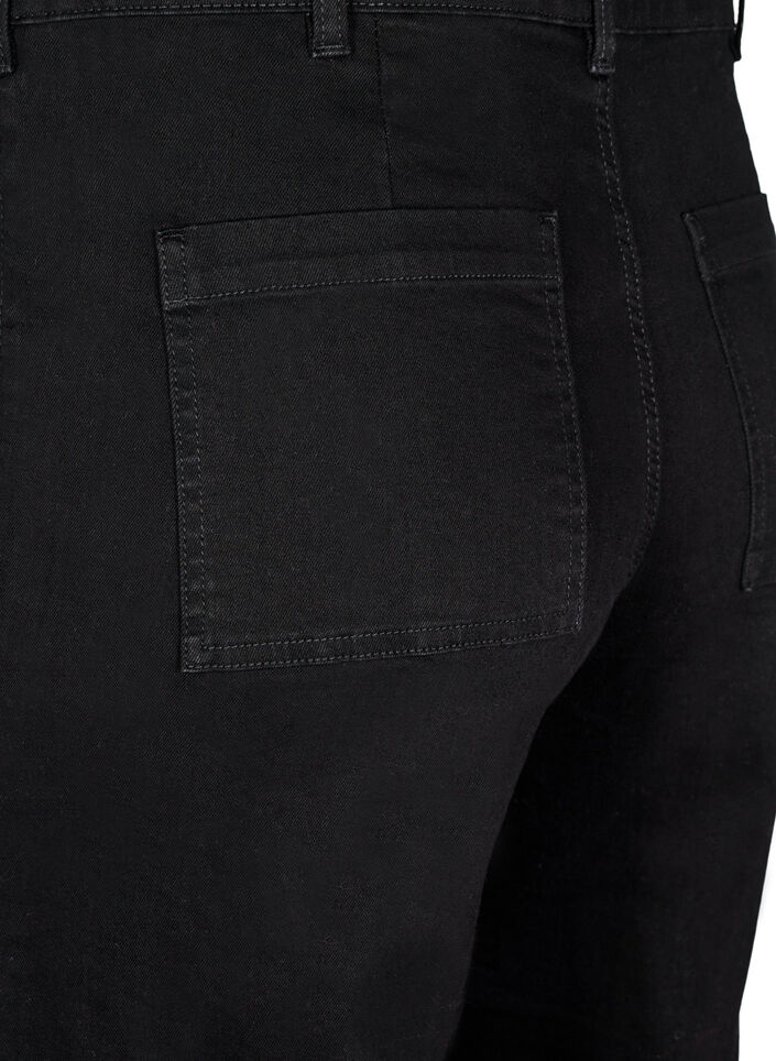Jeans met hoge taille en wijde pijpen, Zwart, Packshot image number 3