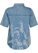 Denimshirt met bloemenprint en korte mouwen, Blauw, Packshot image number 1