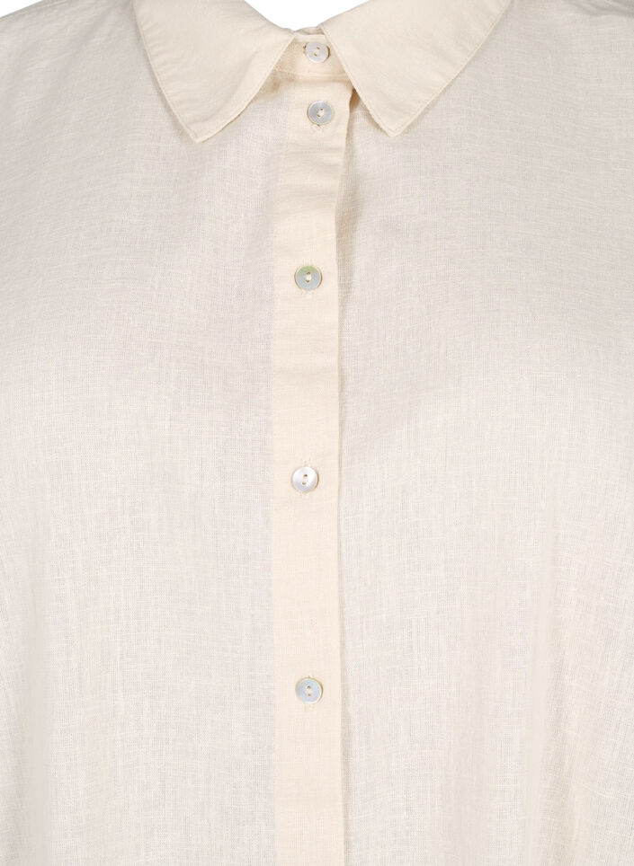 Lang shirt van katoenmix met linnen, Beige, Packshot image number 2