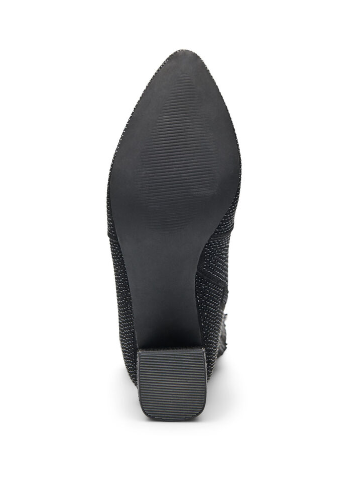 Wide fit - Enkellaarzen met rhinestones, Black, Packshot