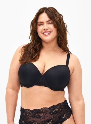 ZizziVoorgevormde bh met mesh, Black, Model image number 0