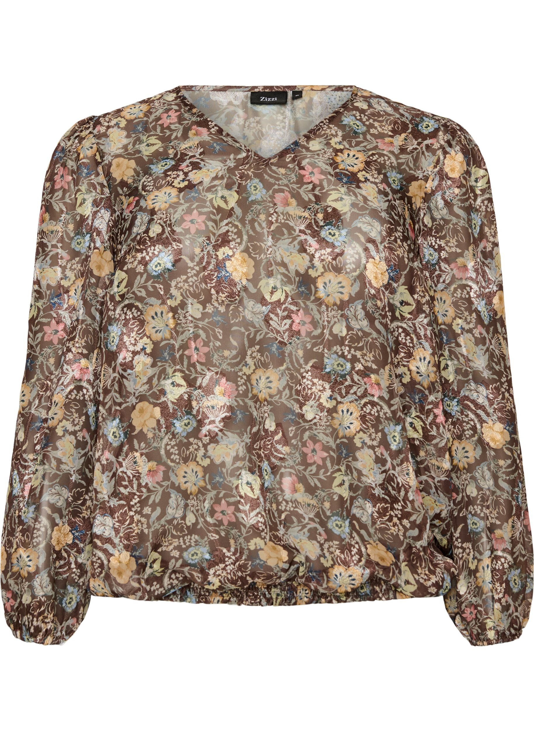 Blouse met bloemenprint en ballonnenmouwen