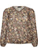 Blouse met bloemenprint en ballonnenmouwen, Bruin, Packshot image number 0