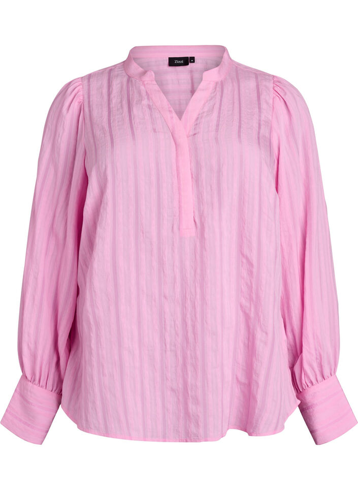 Blouse met verticale strepen, Roze, Packshot image number 0