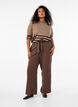 Luchtige broek met hoge taille en strikriem, Bruin, Model image number 0
