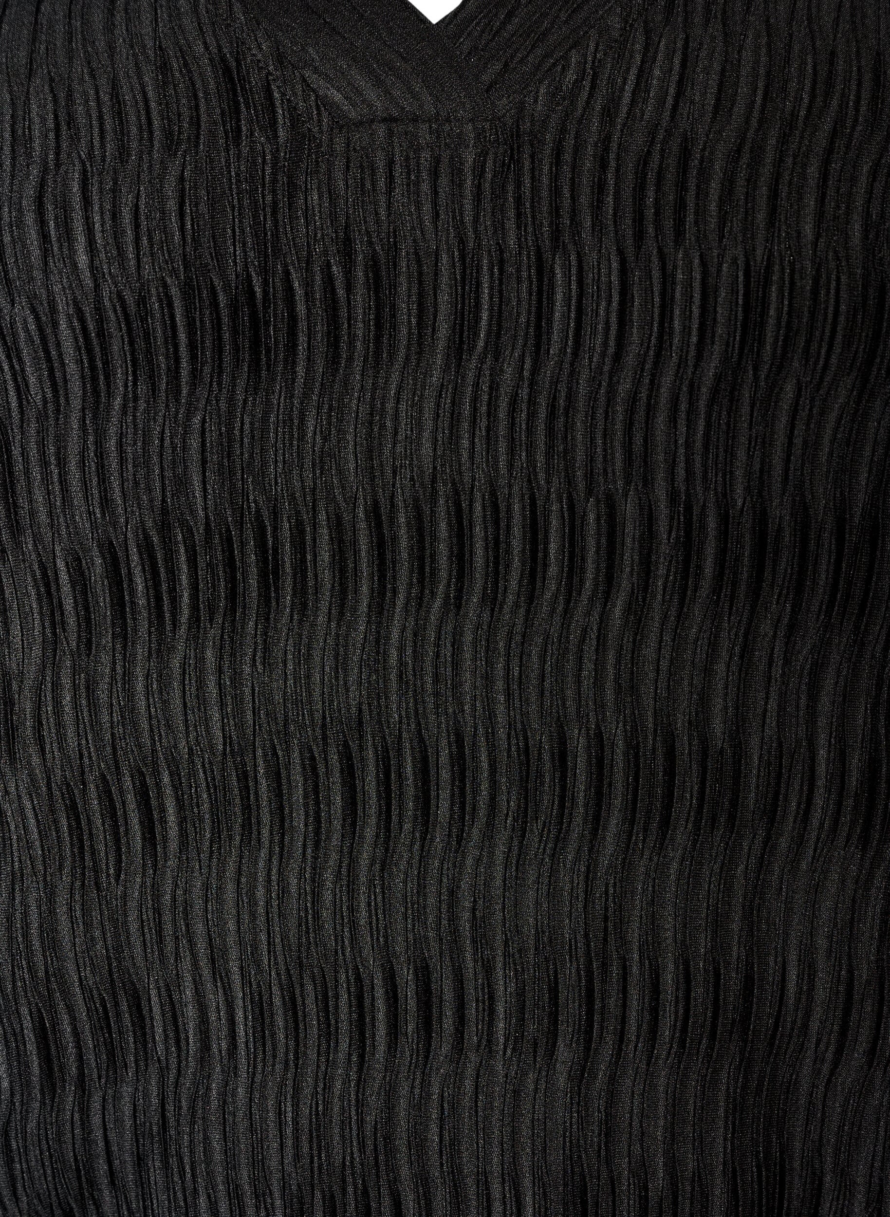 ZizziBlouse met golvende structuur en ballonvorm, Zwart, Packshot image number 2