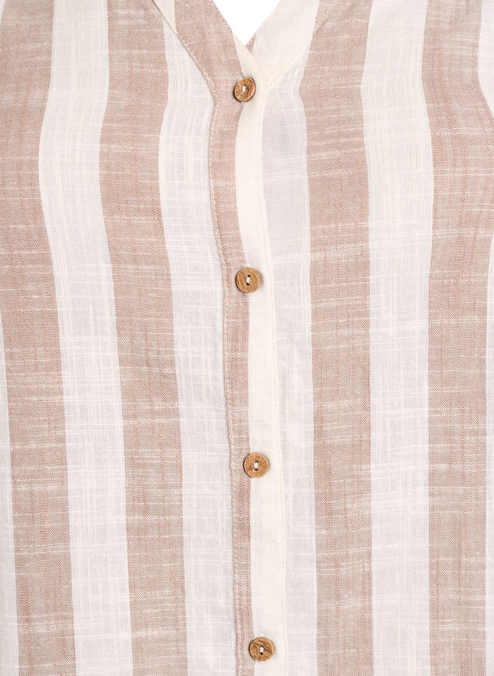 Katoenen blouse met V-hals, Beige, Packshot image number 2