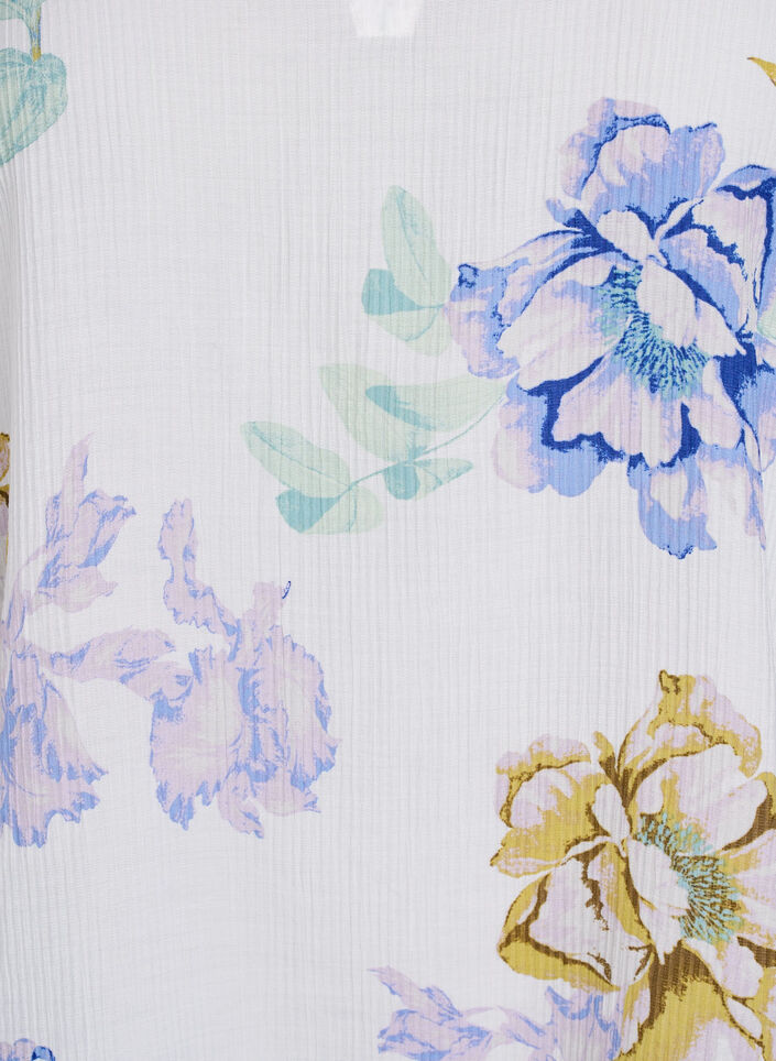 Pliss&eacute; blouse met lange mouwen en bloemenprint, Wit, Packshot image number 2