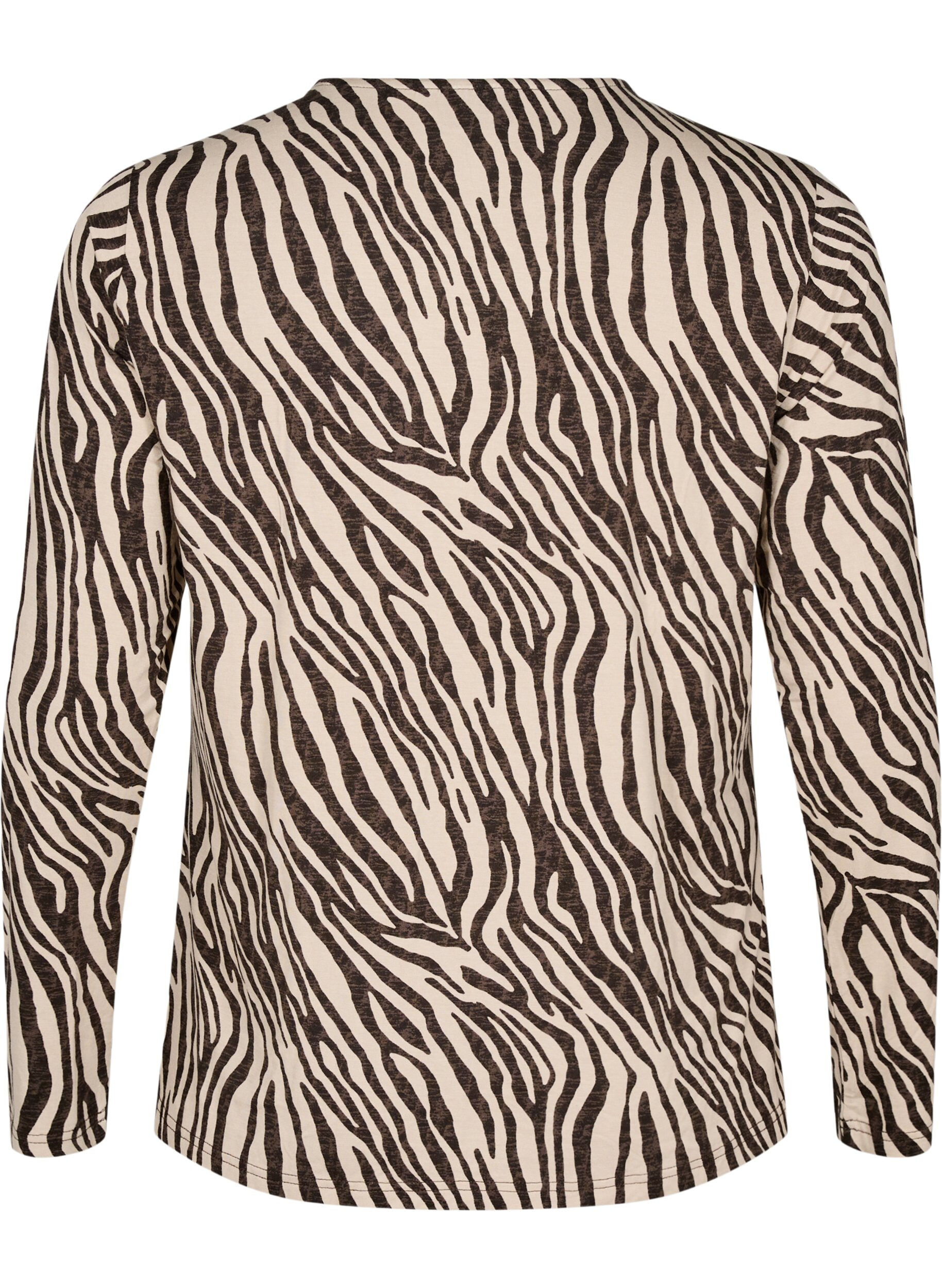 ZizziBlouse met lange mouwen en zebraprint, Bruin, Packshot image number 1