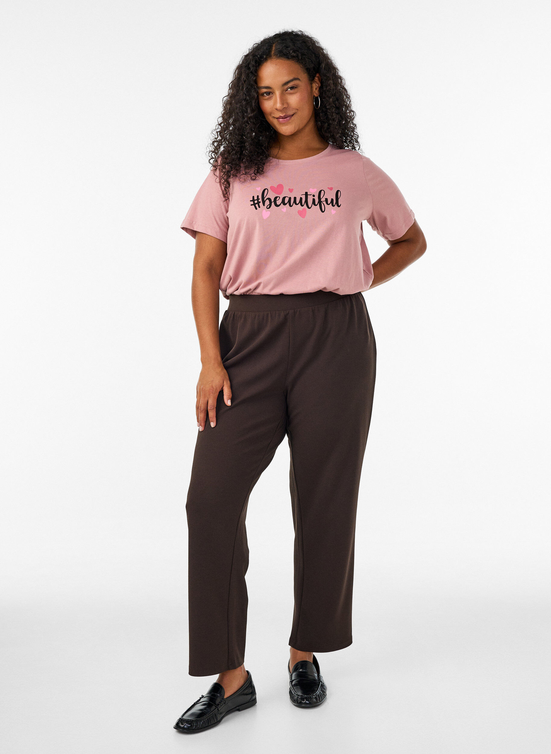 Broek met rechte pasvorm, Bruin, Model