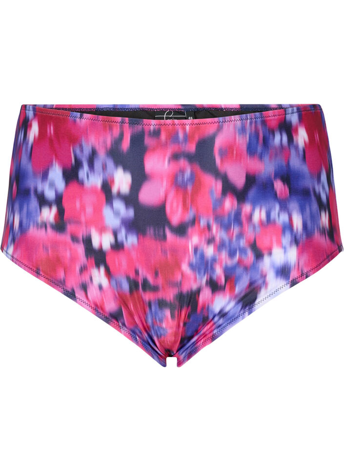 Bikinibroekje met print en hoge taille, Roze, Packshot image number 0