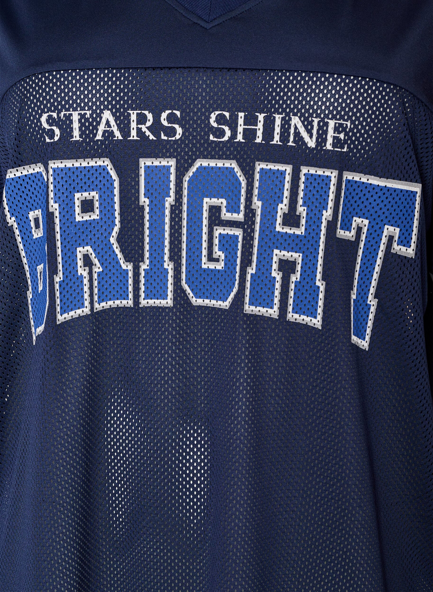 Zizzi T-shirt de sport avec col V et imprim&eacute; sur le devant, Bleu, Packshot image number 2