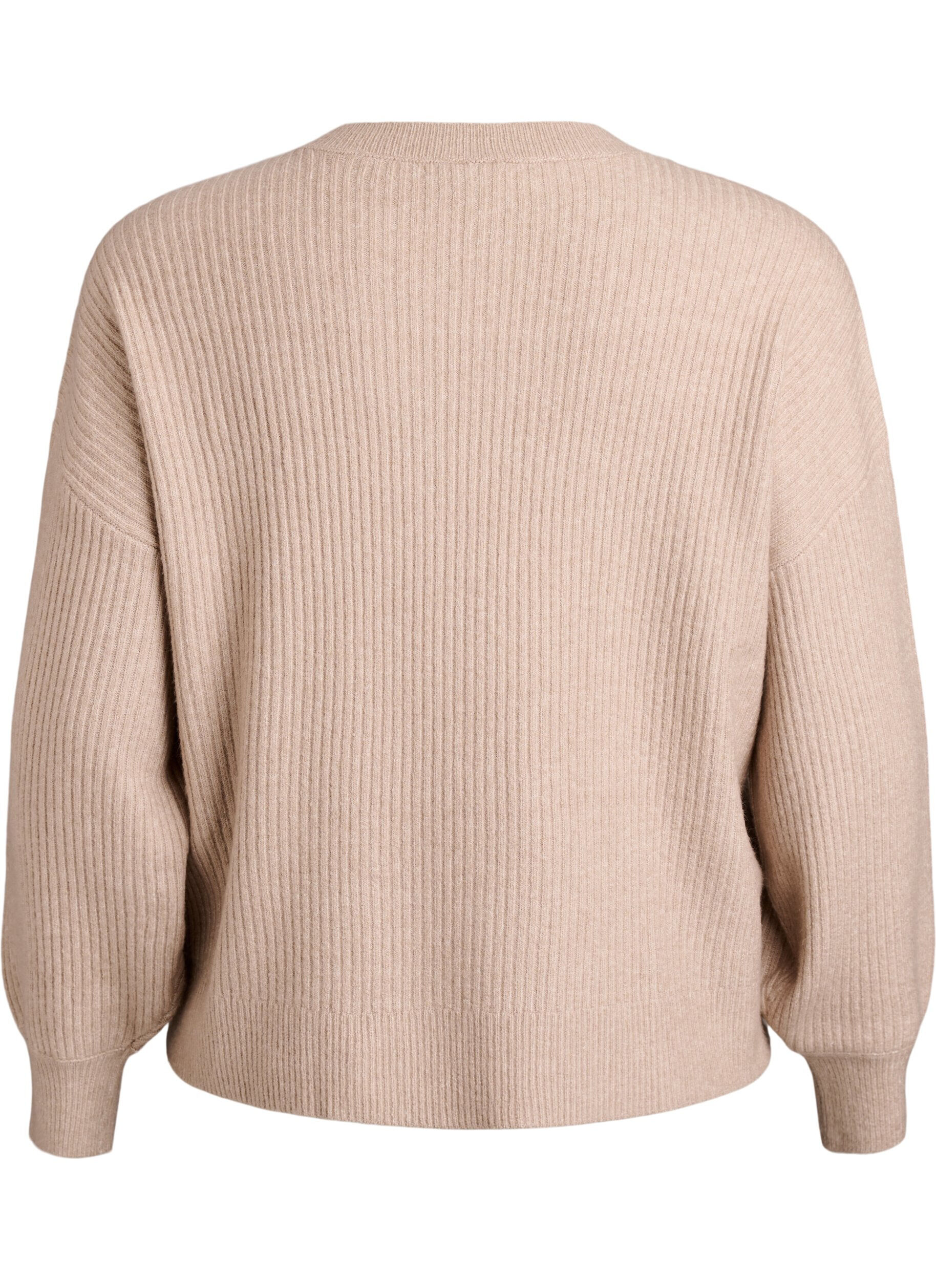 ZizziVest van ribtricot met knopen, Beige, Packshot image number 1