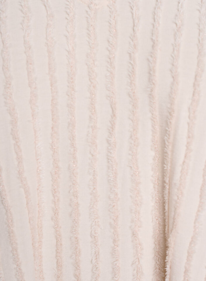 Blouse met korte mouwen en strepentextuur, Beige, Packshot image number 2