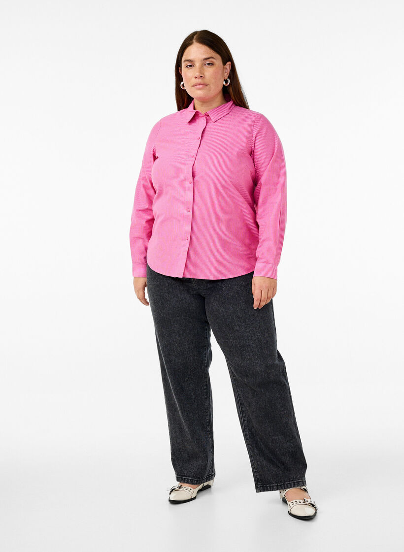 Katoenen overhemd met lange mouwen, Salsa B. Pink Stripe, Model
