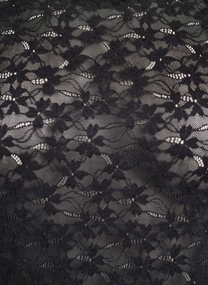 Kanten blouse met ronde hals en strakke pasvorm, Zwart, Packshot image number 2