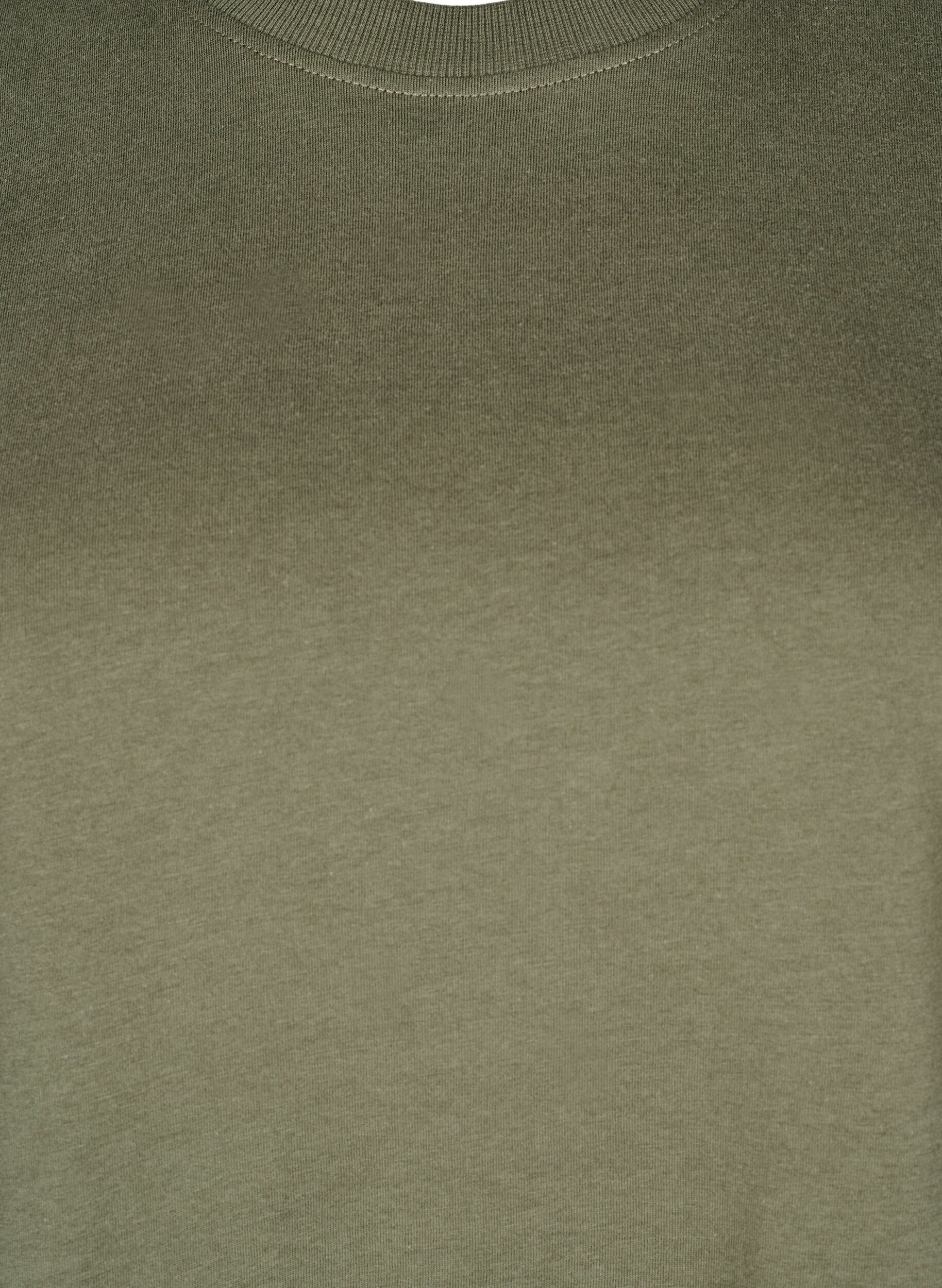 ZizziBasic katoenen T-shirt met ronde hals, Groen, Packshot image number 2