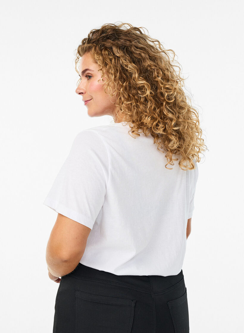 T-shirt met korte mouwen en v-hals, Wit, Model image number 2