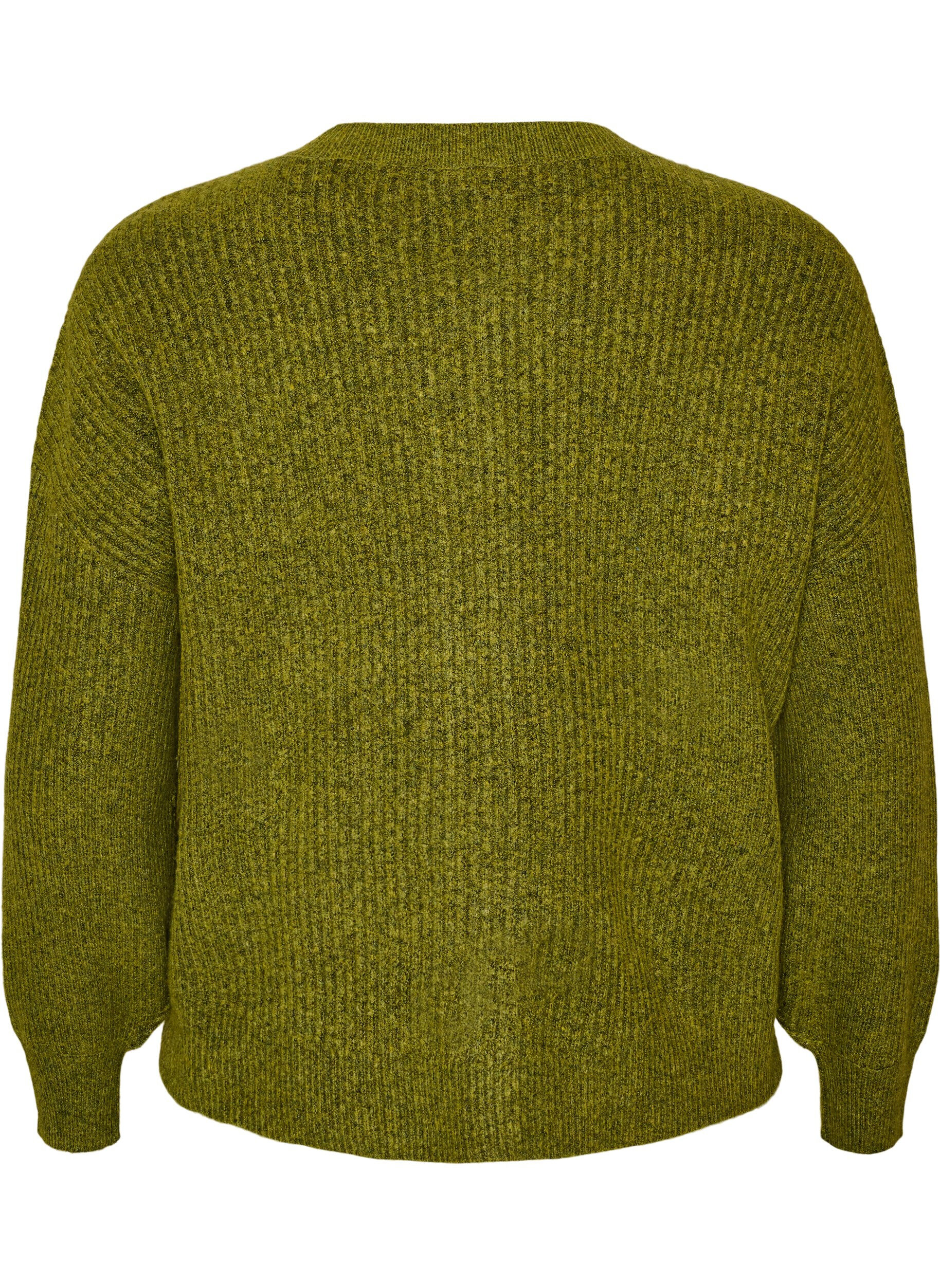 ZizziVest van ribtricot met knopen, Groen, Packshot image number 1