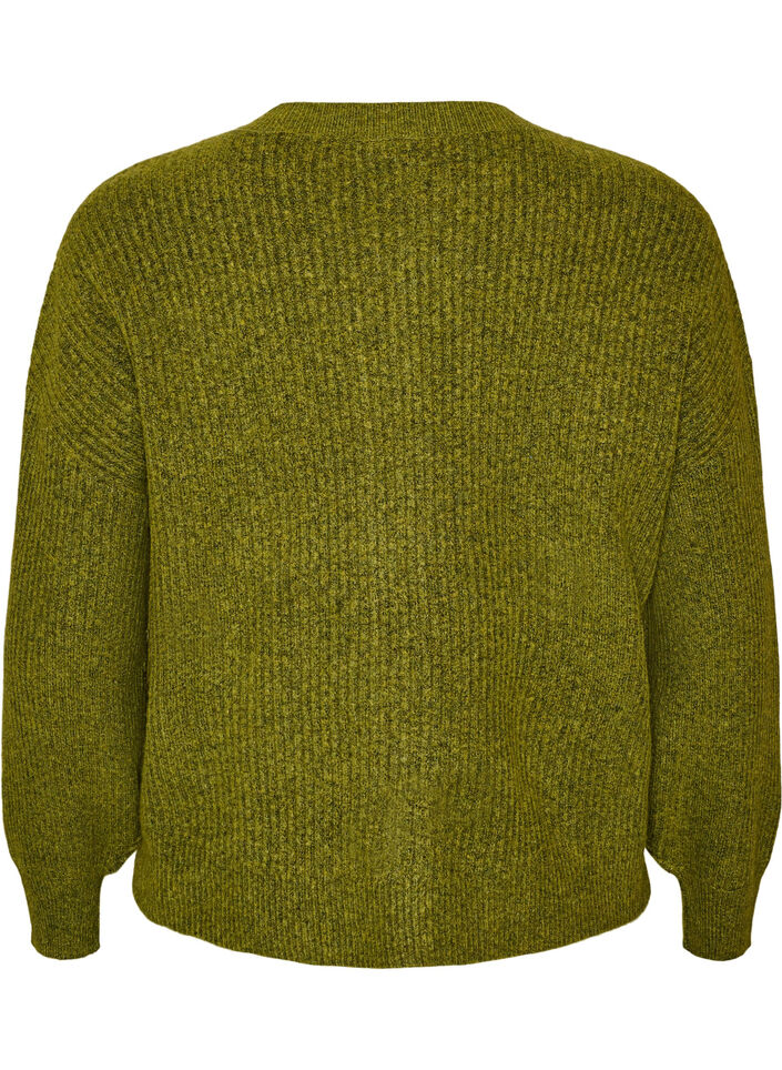 Vest van ribtricot met knopen, Groen, Packshot image number 1