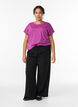 T-shirt met korte mouwen van katoenmix, Paars, Model image number 1