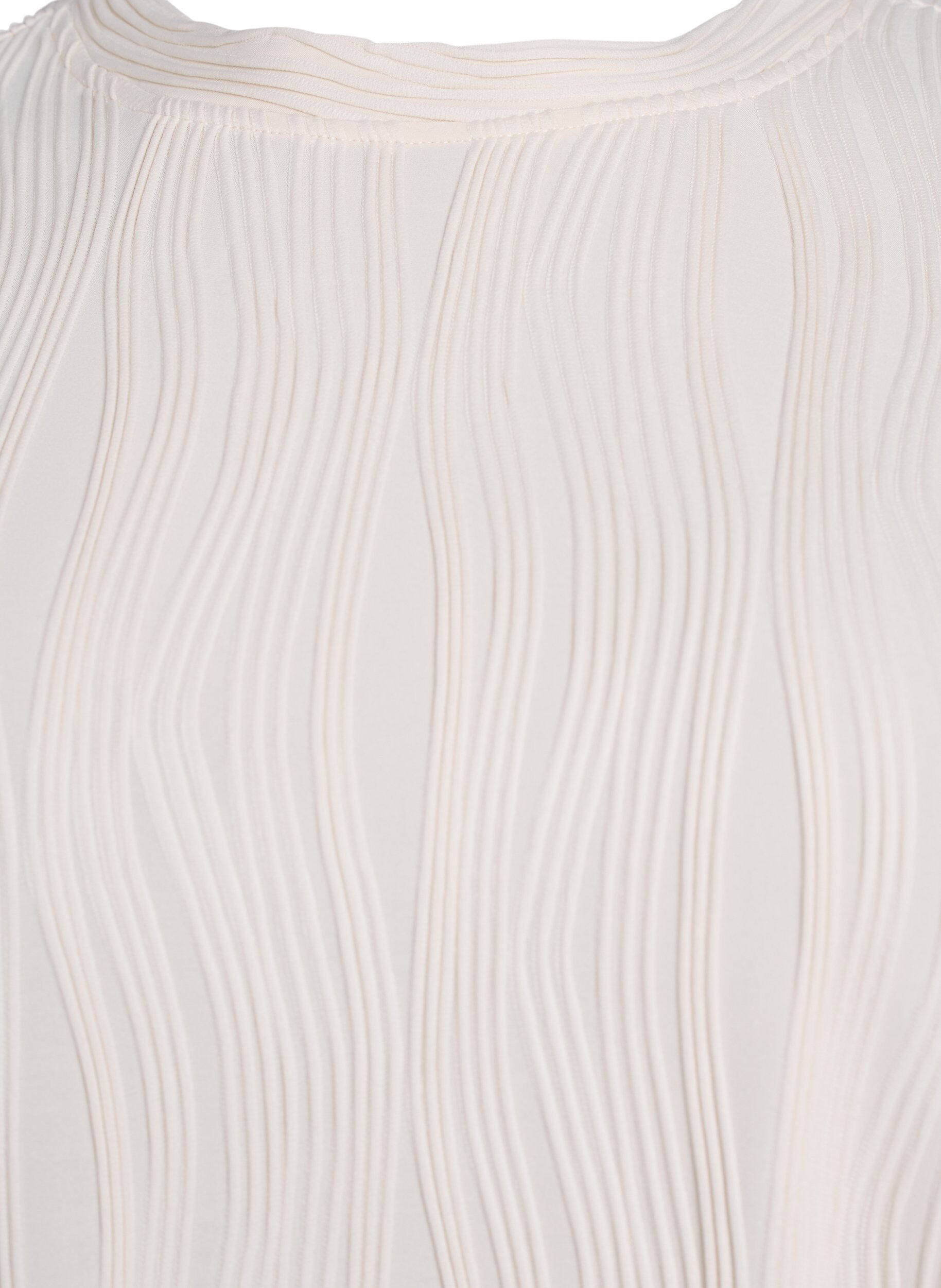 ZizziBlouse met korte mouwen en een golvende textuur, Beige, Packshot image number 2