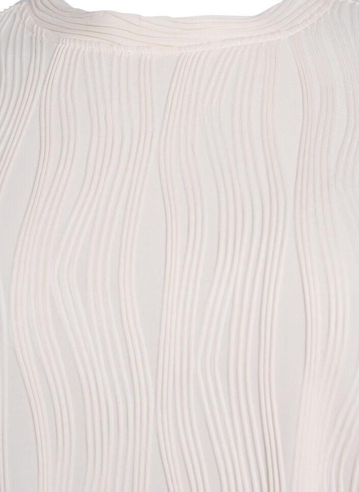 Blouse met korte mouwen en een golvende textuur, Beige, Packshot image number 2