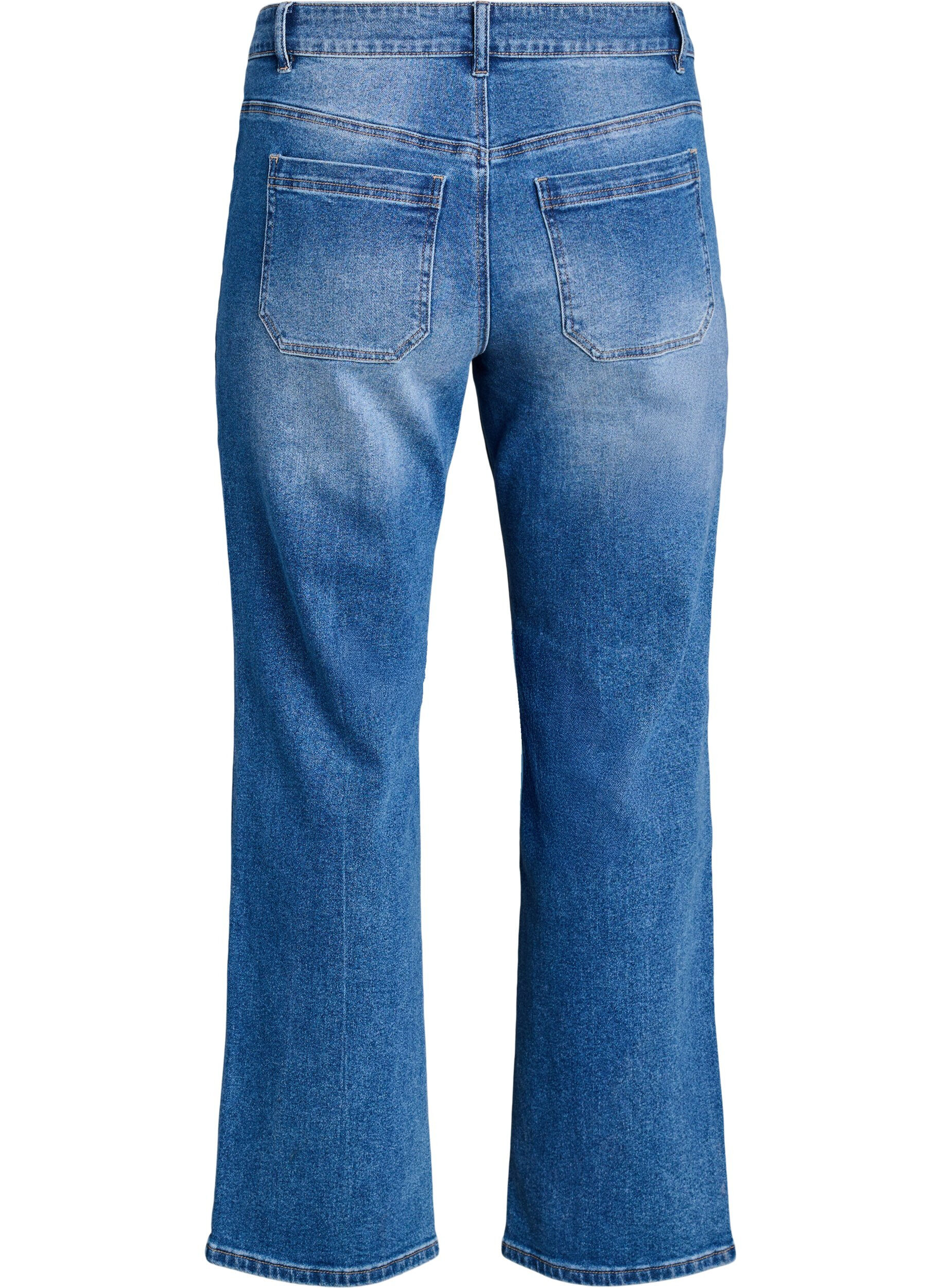 ZizziJeans met zakken aan de voorkant en rechte pijpen, Blauw, Packshot image number 1
