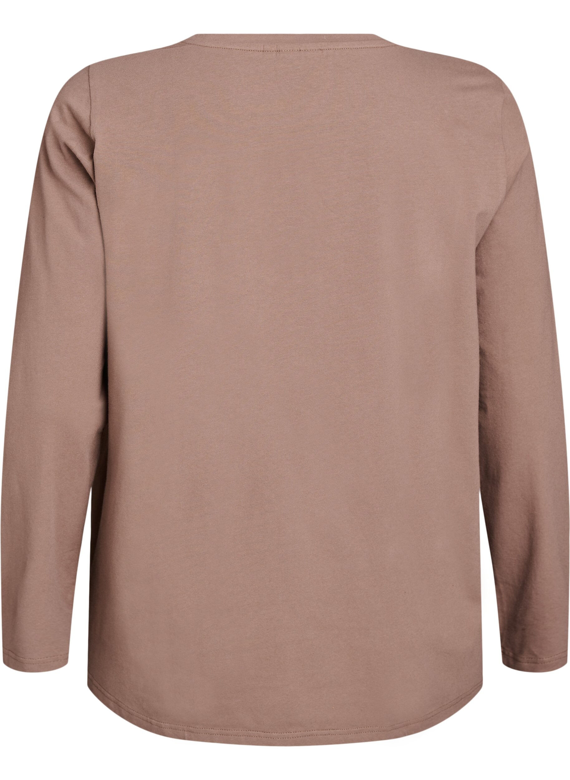 ZizziBasic jerseyblouse met lange mouwen, Bruin, Packshot image number 1