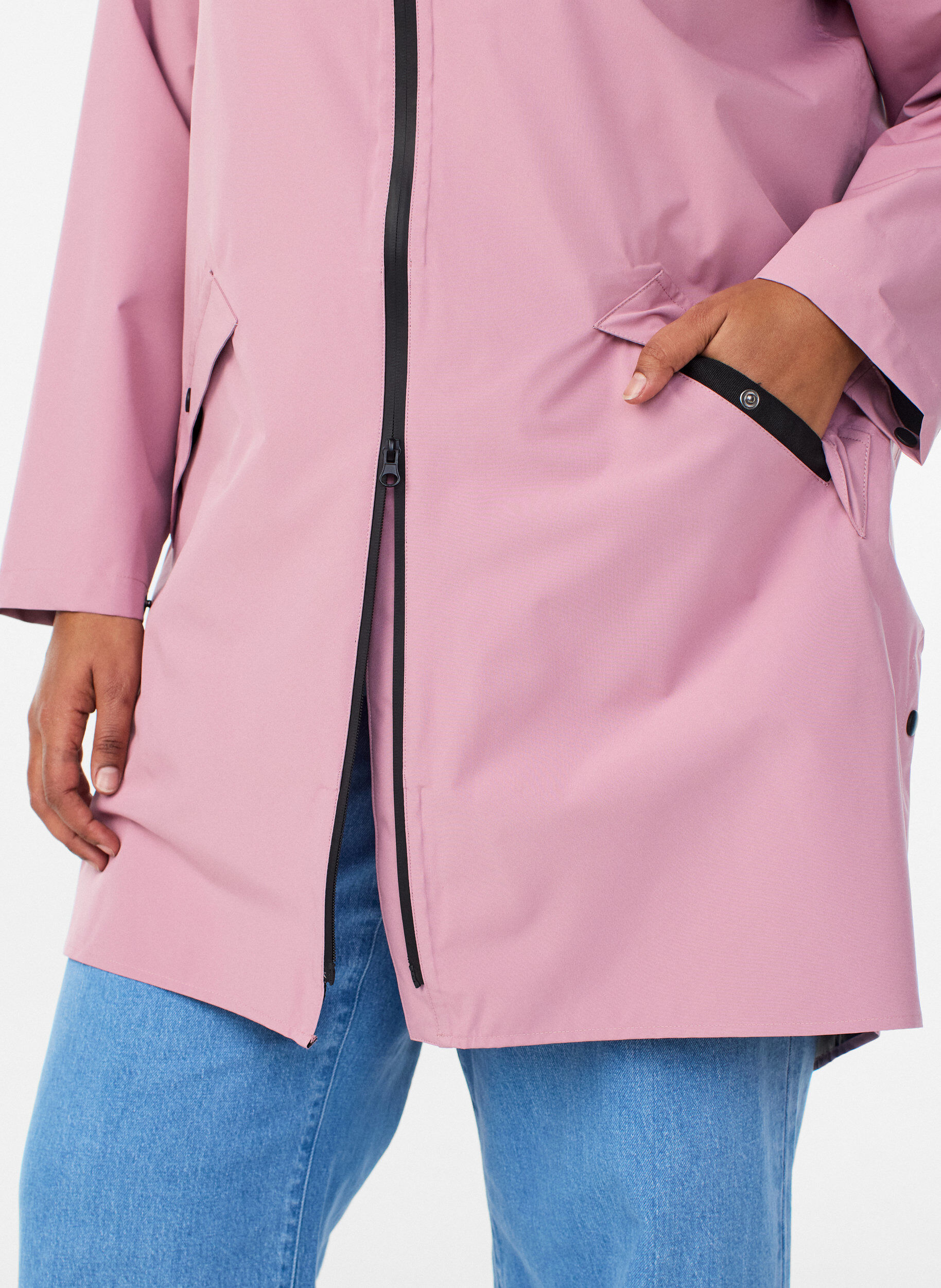 ZizziRegenjas met zakken en capuchon, Roze, Model image number 3