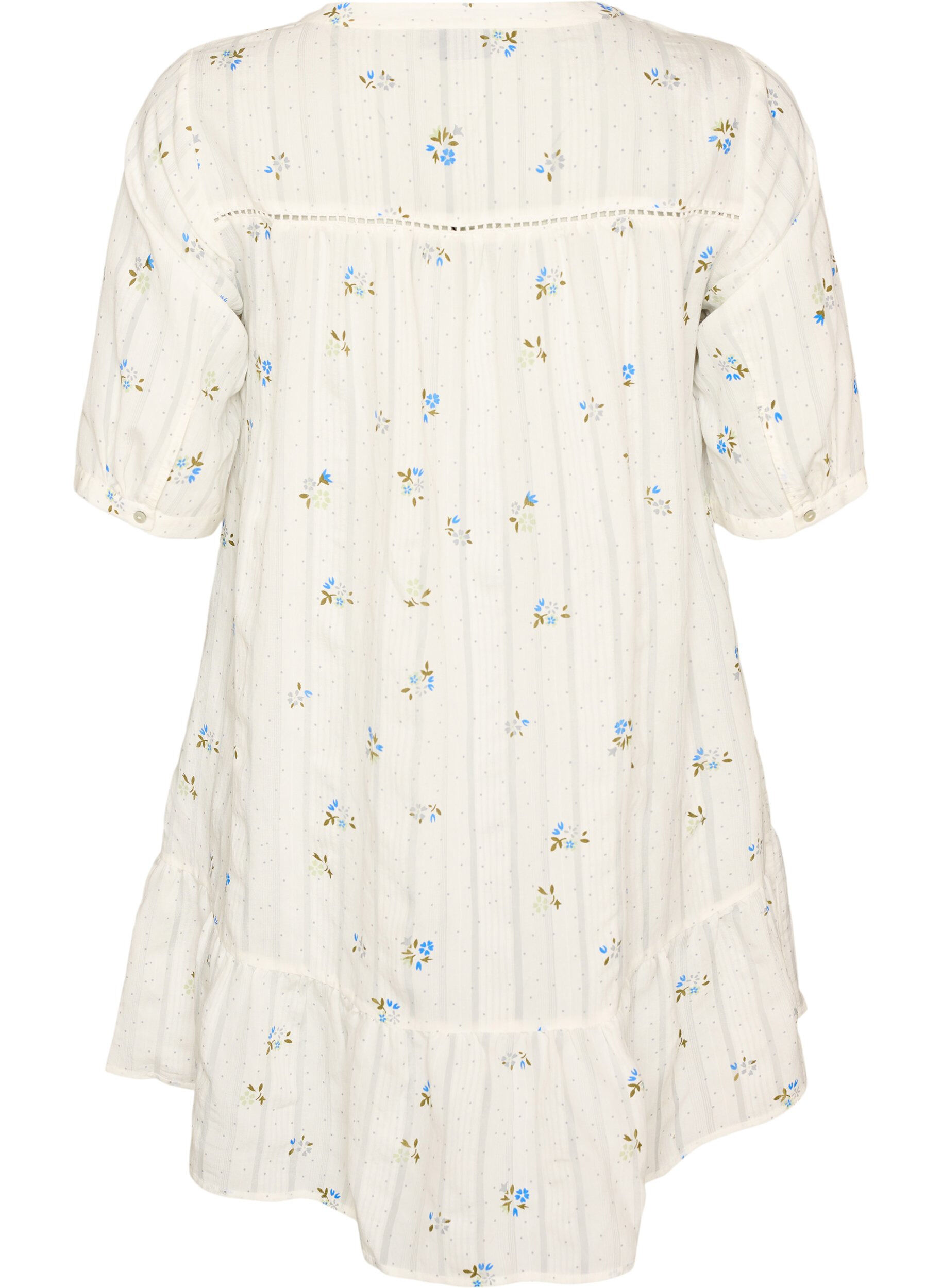 ZizziKorte viscose jurk met kanten rand en A-lijn snit, Vanille, Packshot image number 1