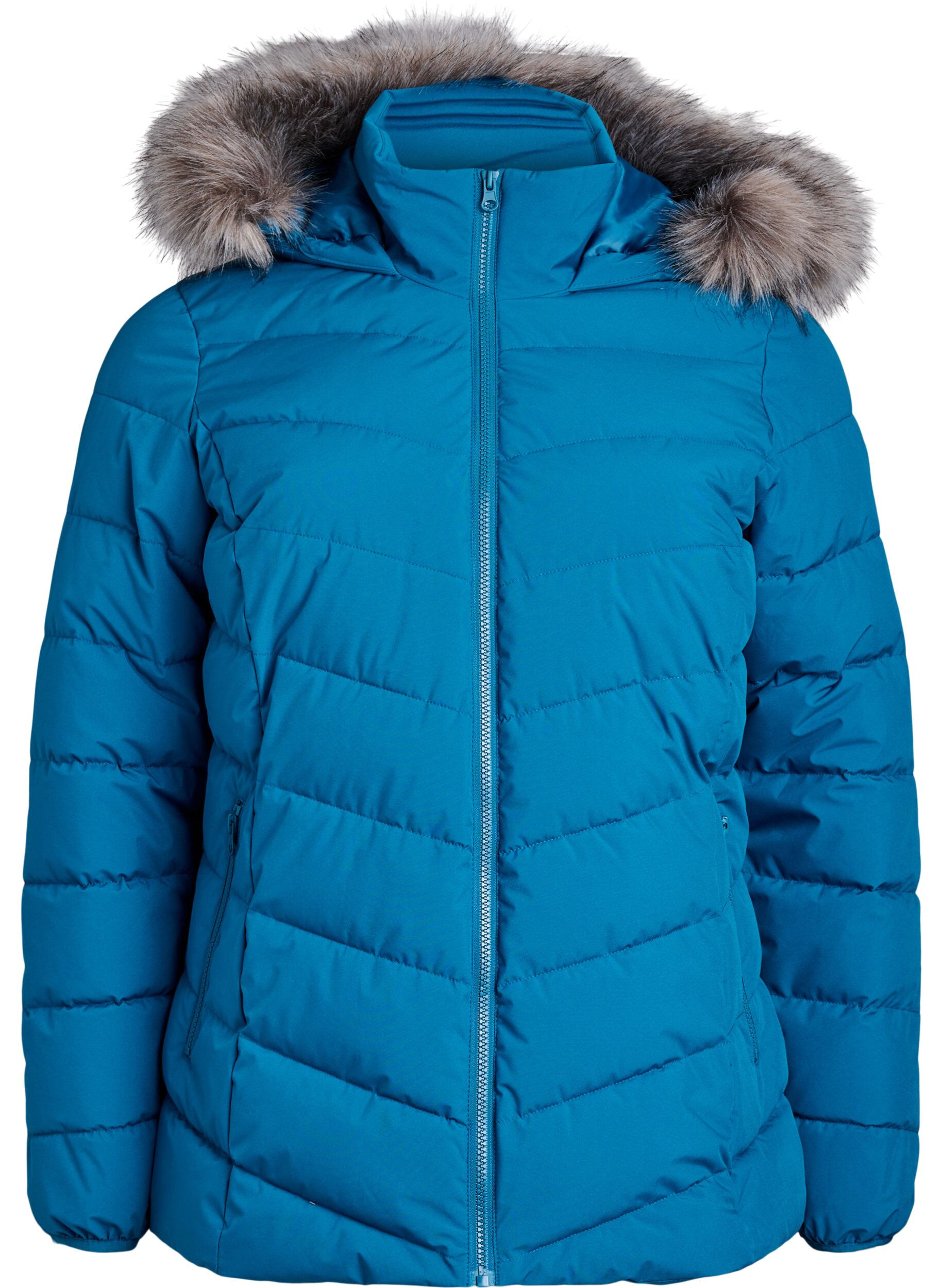 ZizziKort pufferjack met capuchon, Blauw, Packshot image number 0