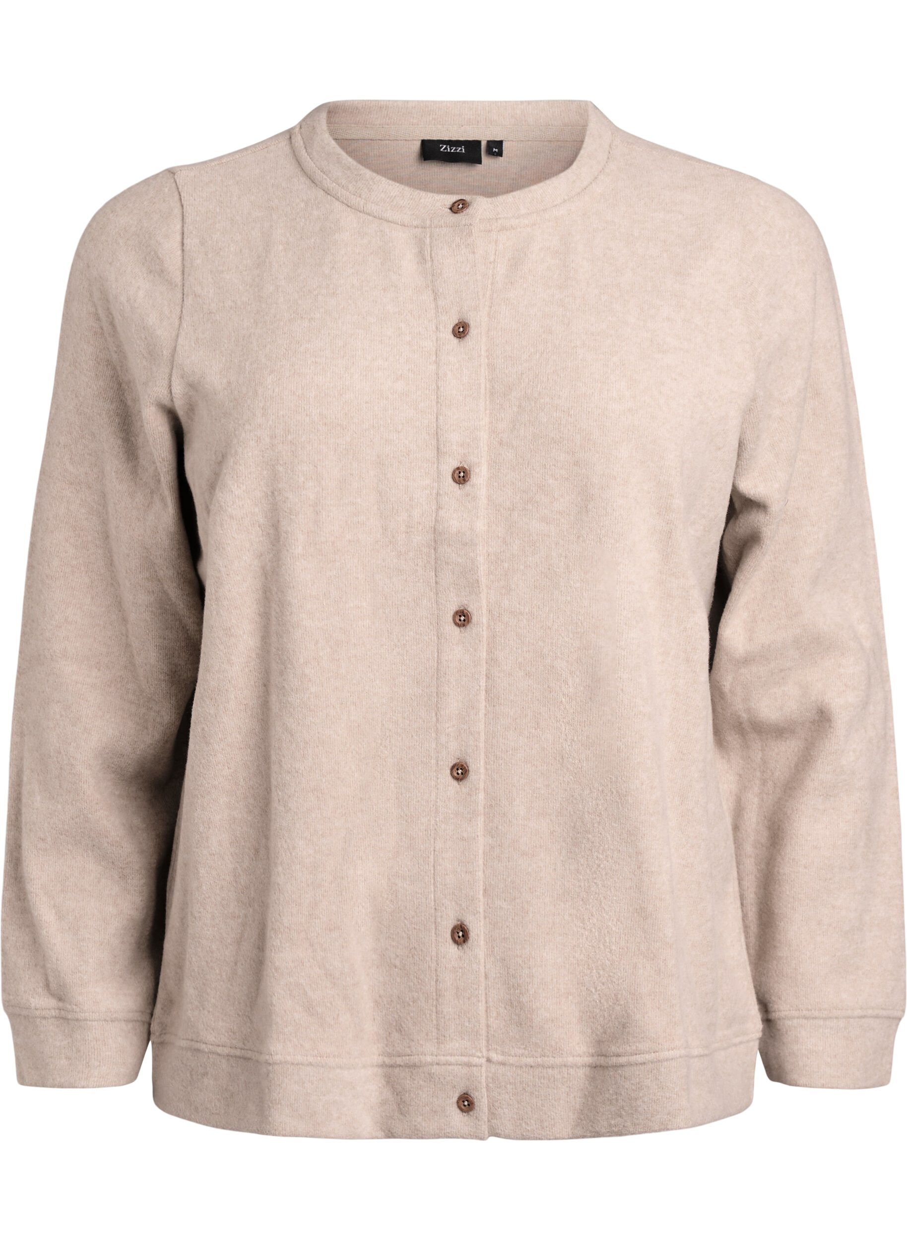ZizziCardigan van jersey met ronde hals en knoopsluiting, Beige, Packshot image number 0