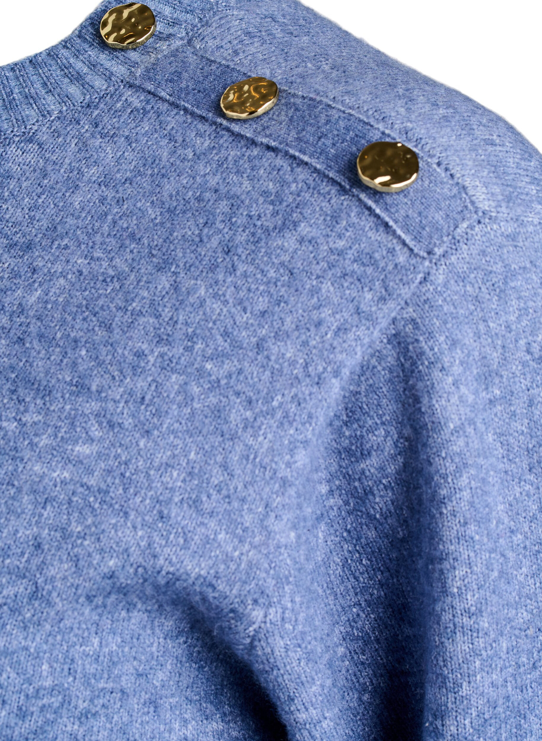 ZizziBreisel blouse met knoopdetail, Blauw, Packshot image number 3
