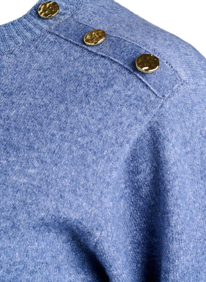 Breisel blouse met knoopdetail, Blauw, Packshot image number 3