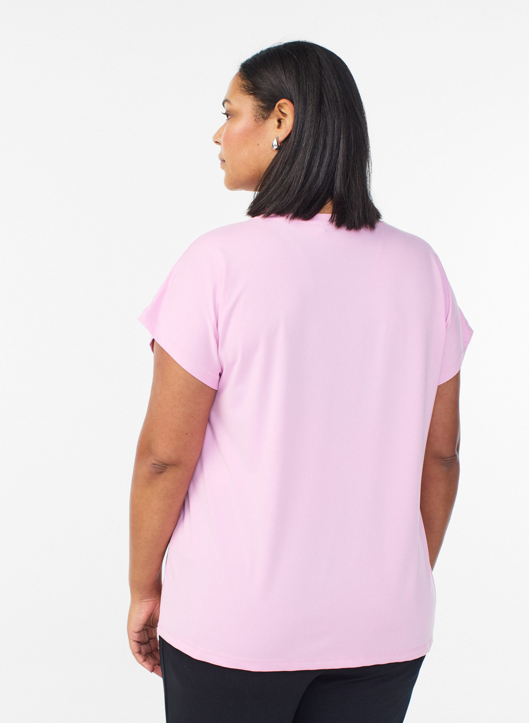 Zizzi T-shirt de sport couleur unie, Rose, Model image number 2
