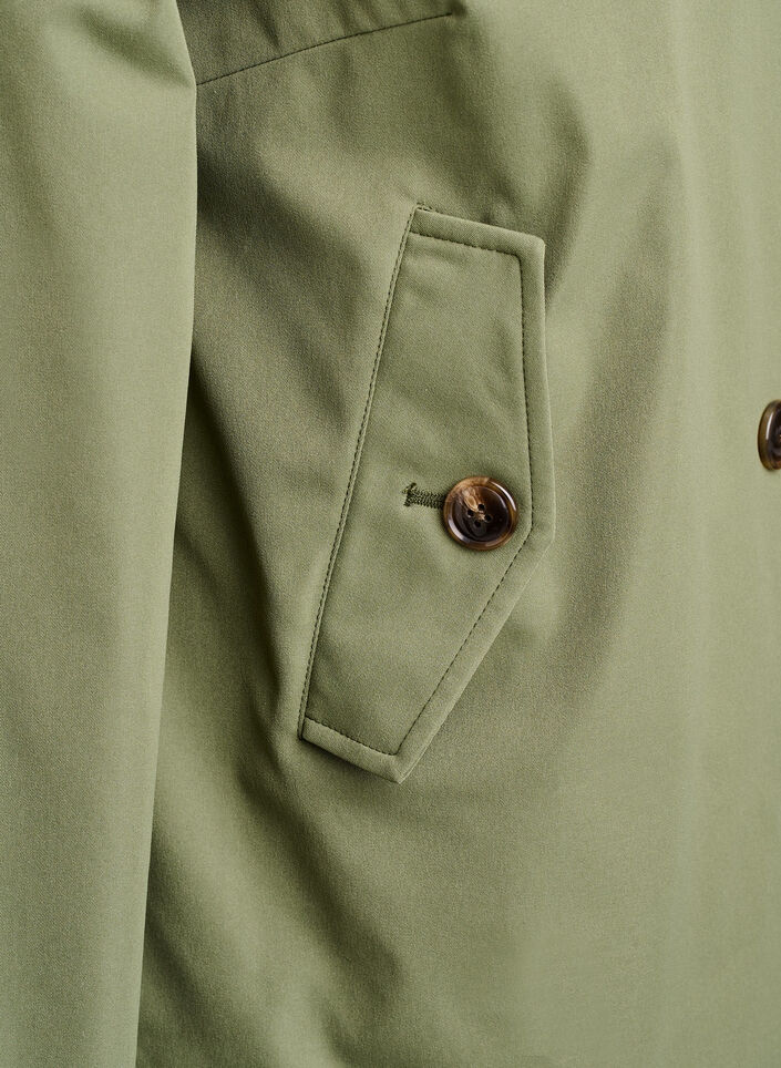 Korte trenchcoat met zakken, Groen, Packshot image number 3