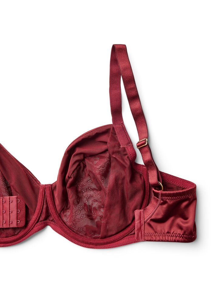 Full coverage bh in glanzend microvezel, Donker Bordeaux, Packshot image number 3