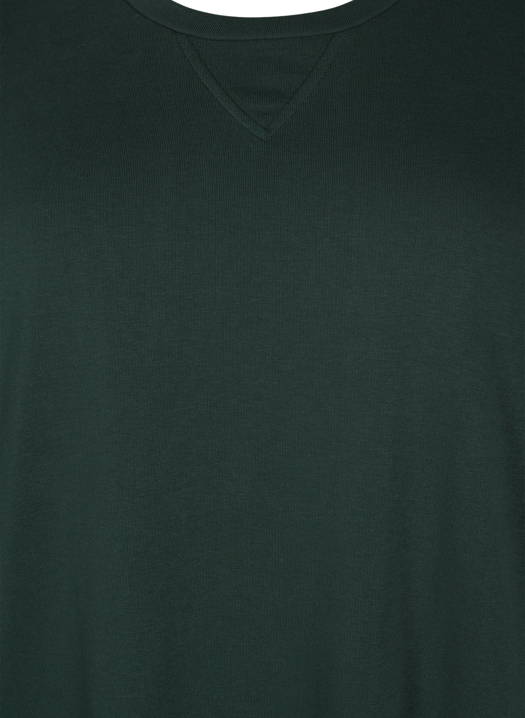 ZizziKatoenen sweatjurk met zakken, Groen, Packshot image number 2