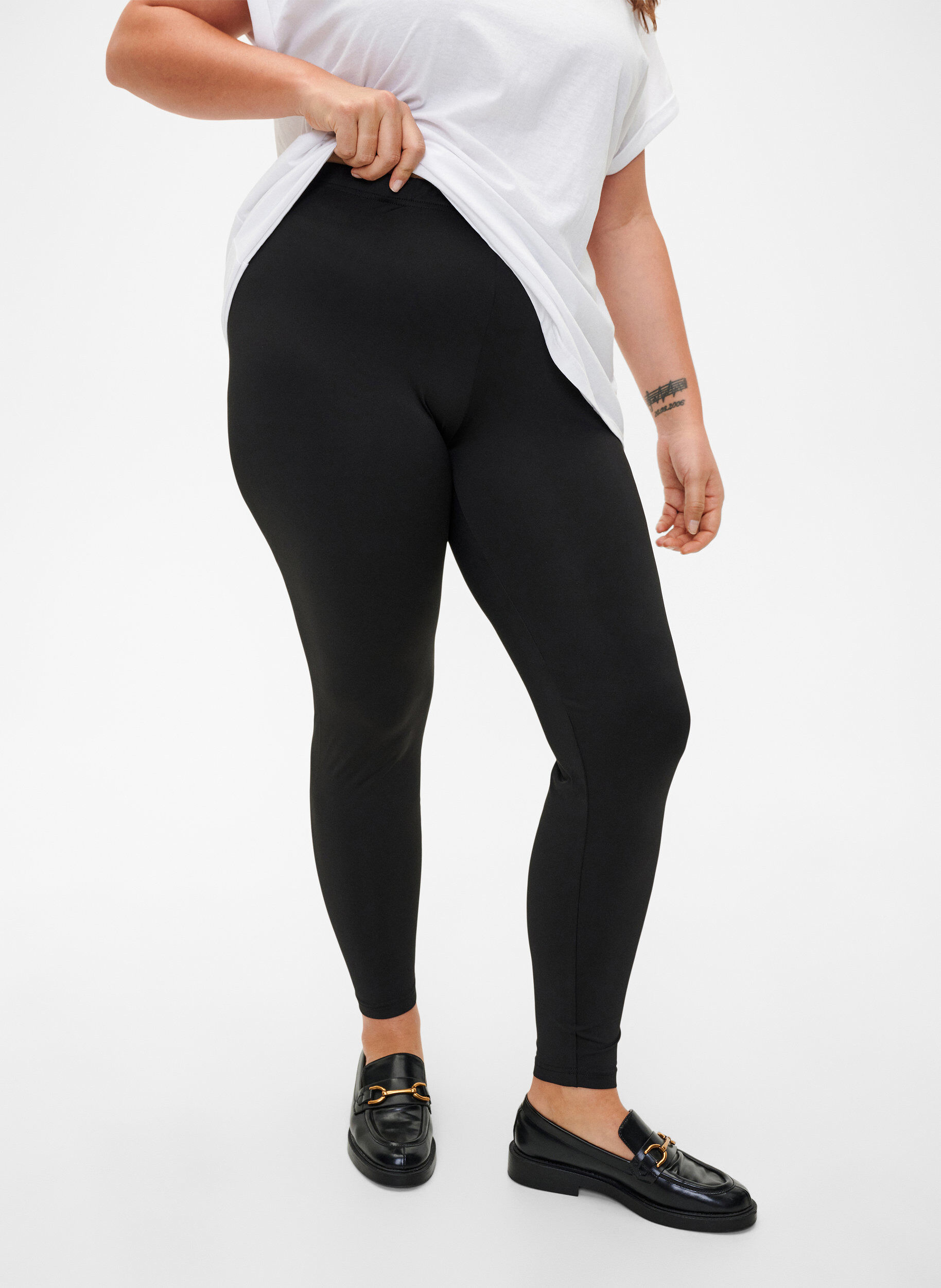 2-pack basic leggings, Zwart, Model