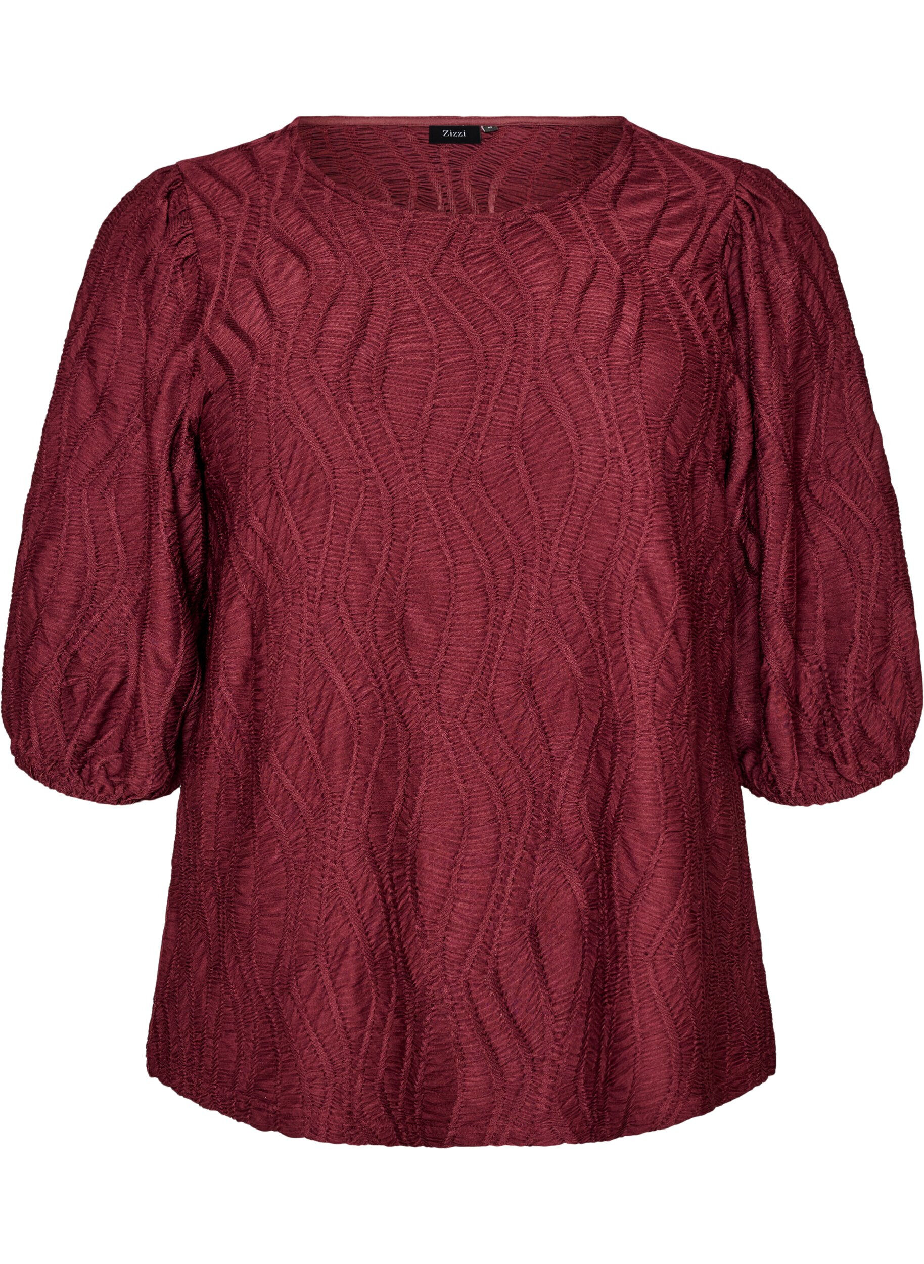 Blouse met textuur en 3/4 mouwen