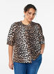 Blouse met patroon en 1/2 mouwen, Bruin, Model image number 0