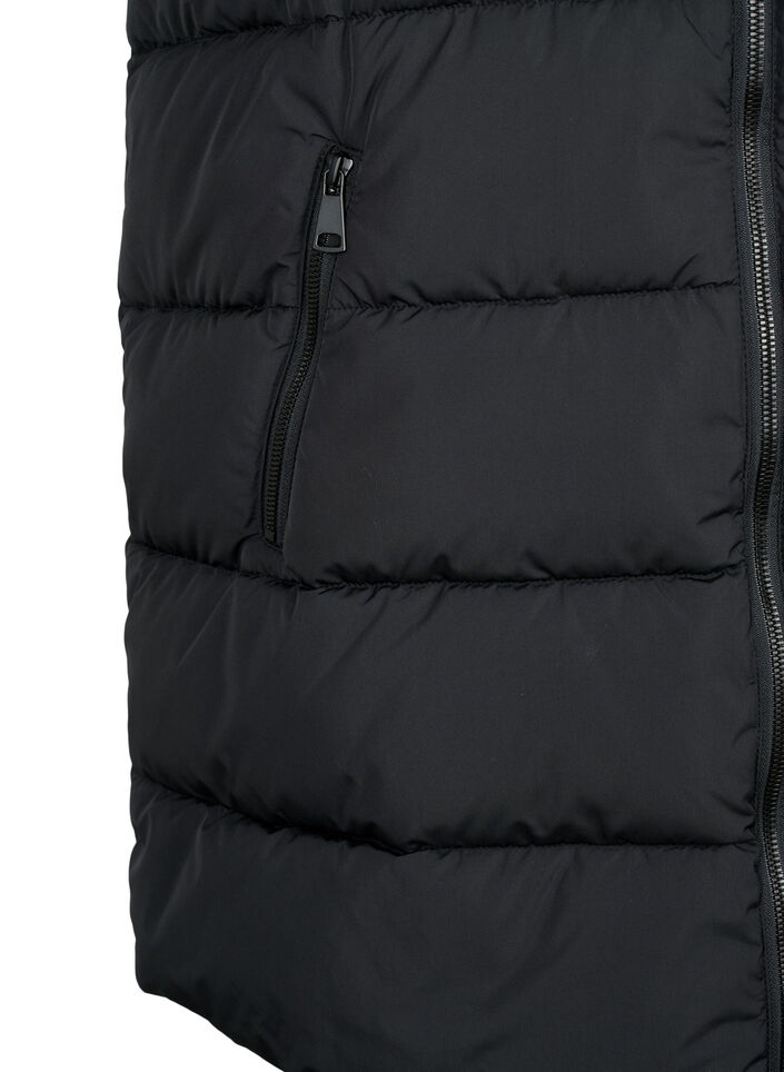 Lange vest met capuchon en zakken, Zwart, Packshot image number 3